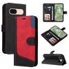 For Google Pixel 8a Case Three-color Splicing Leather Wallet Stand Cover with Strap