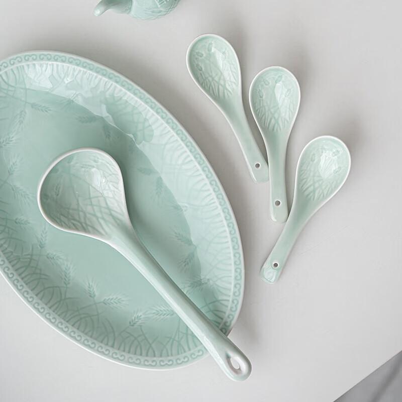 Sushic 56-Piece Celadon Ceramic Dinnerware Set
