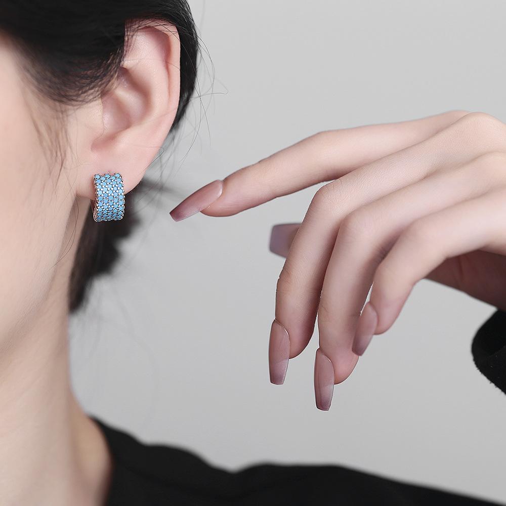 Fashion Ear Buckle Style Gold-Plated Colored Zircon Earrings Earrings Women