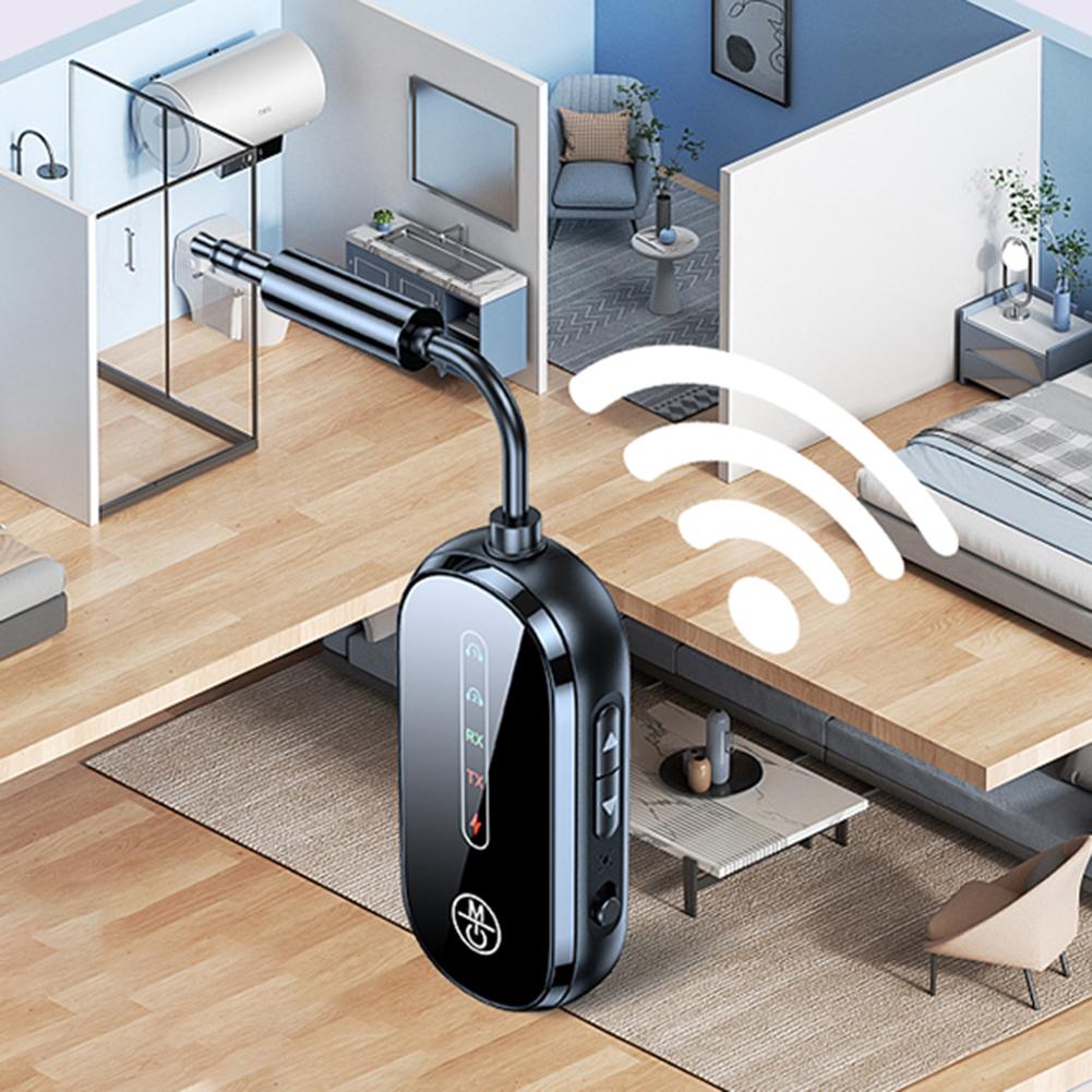 Bluetooth-Compatible Transmitter Receiver 3.5mm Low Latency Audio Adapter Supports 2 AirPods Or Headphones for Car/Home Stereo