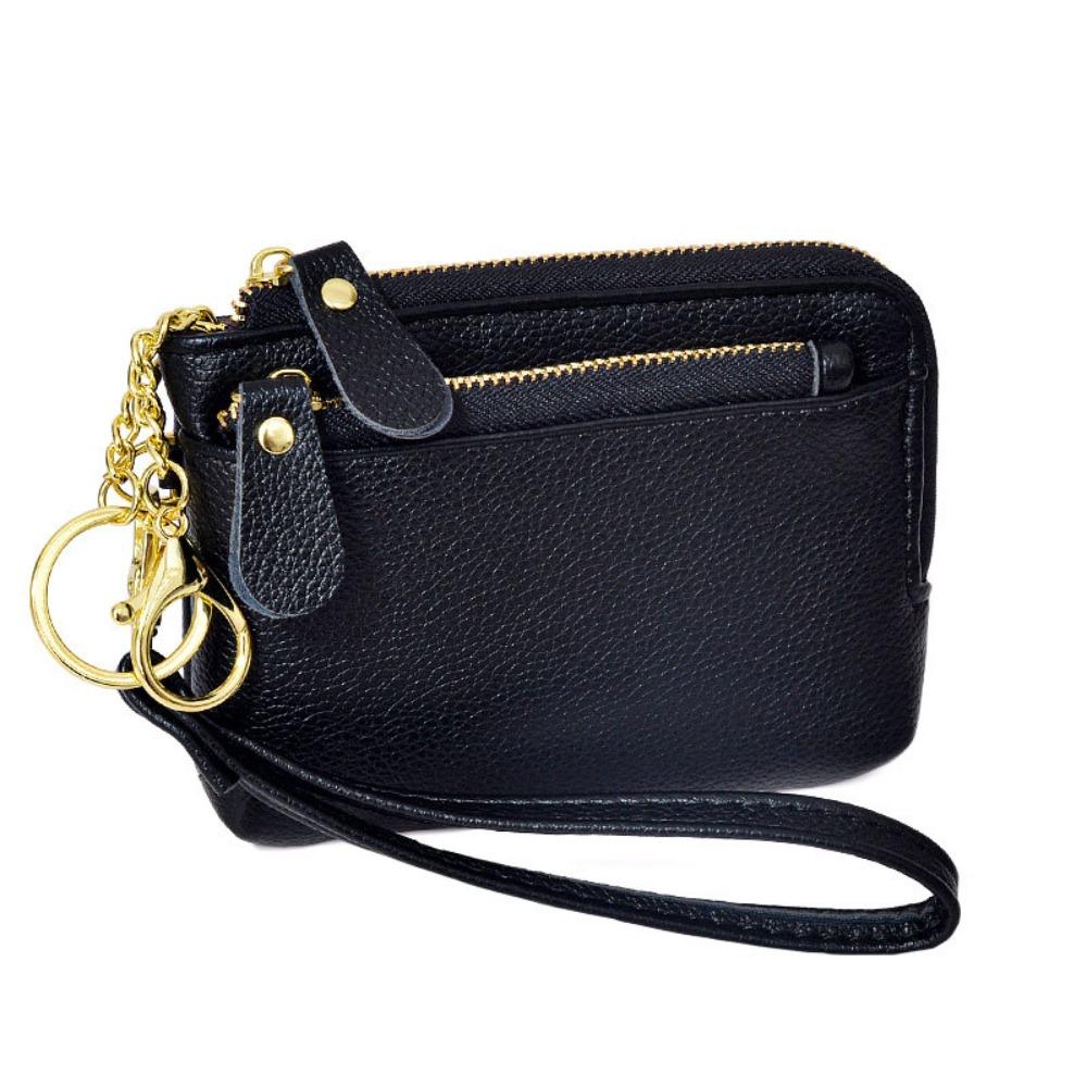 

Ручной клатч Маленькие кошельки из коровьей кожи На молнии Сумка для хранения помады Карман для денег Кошелек для монет из полиуретана Вечеринка чёрный