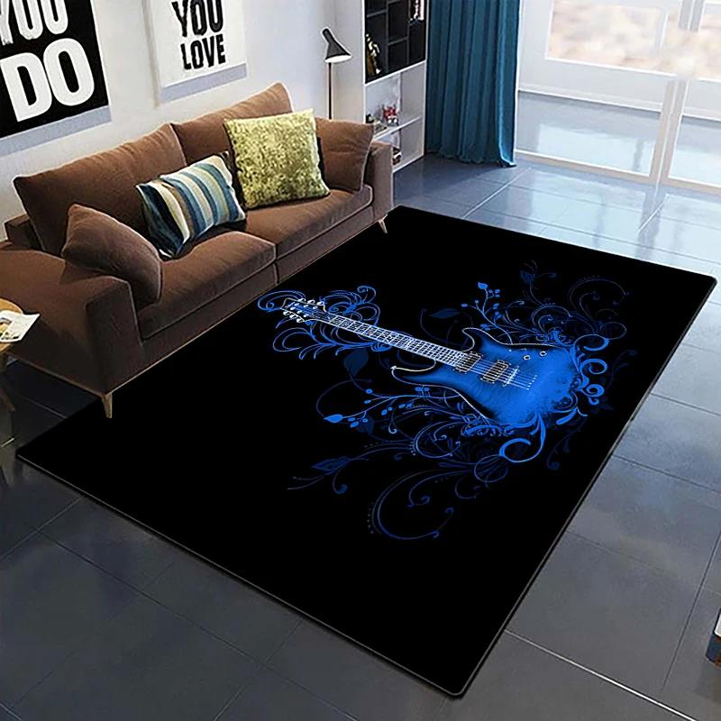 Colorful Music Guitar Melody 3D Printed Carpets for Living Room Non-Slip Area Rug Bedroom Bedside Home Decor Washable Floor Mat