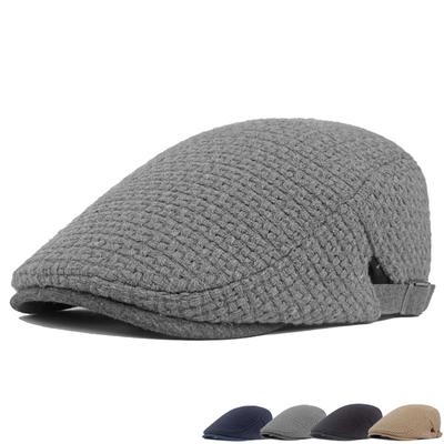 Boina quente masculina outono inverno britânico malha boné lã avançada boné feminino pintor boné