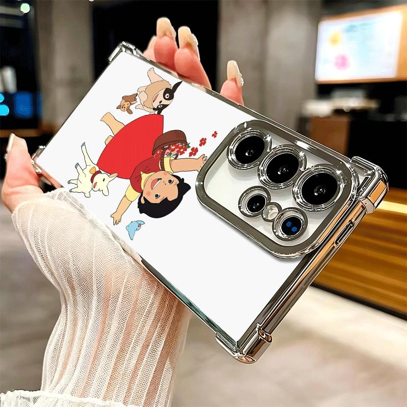 Heidi Cartoon Cute Plating Phone Case For Samsung Galaxy S24 S25 FE S26 Edge S23 Ultra S22 S21 Plus S20 Anti-Fall Airabag Cover