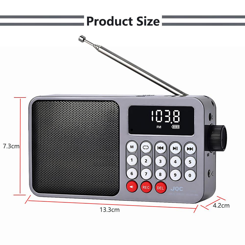 Solar Portable FM Radio Rechargeable Bluetooth Speaker USB TF Card MP3 Music Player with Recording LED Light Radio FM Receiver