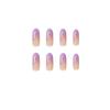 Light Purple French Wearable Manicure: Simple Double Finished False Nails & Removable Stickers