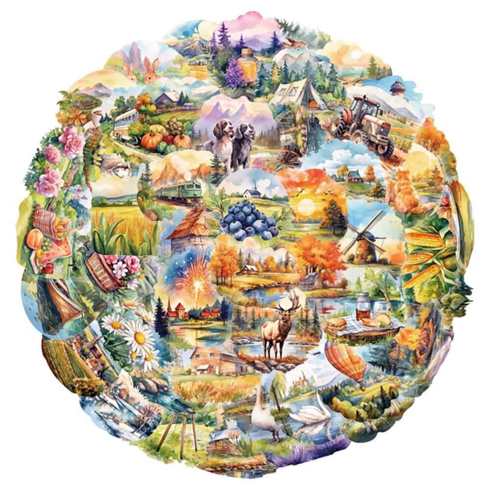 

50 Creative Pastoral Style PET Transparent Stickers for Water Bottles, Phone Cases, and Computers (Set of 50 Sheets)