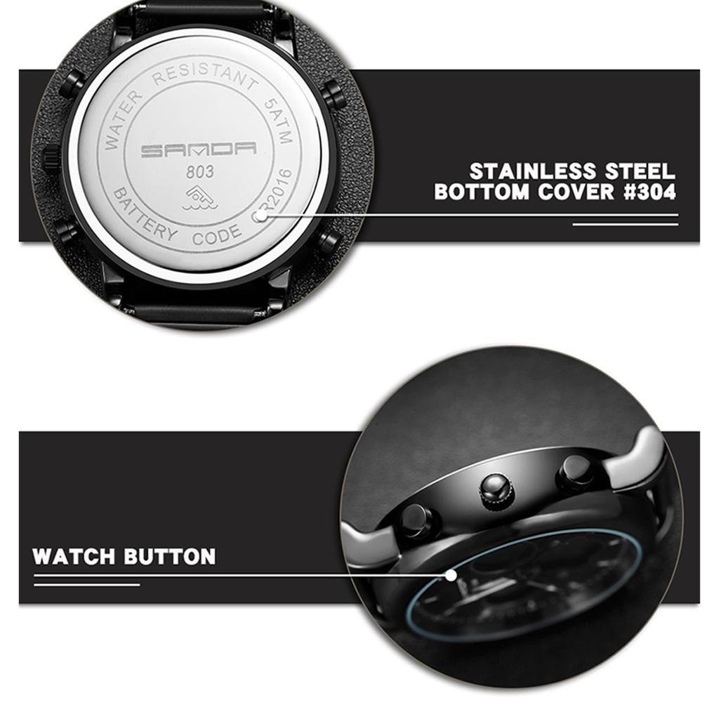 SANDA Simple Trend Watch Male Student Fashion Double Electronic Watch Digital Sports Waterproof Watch