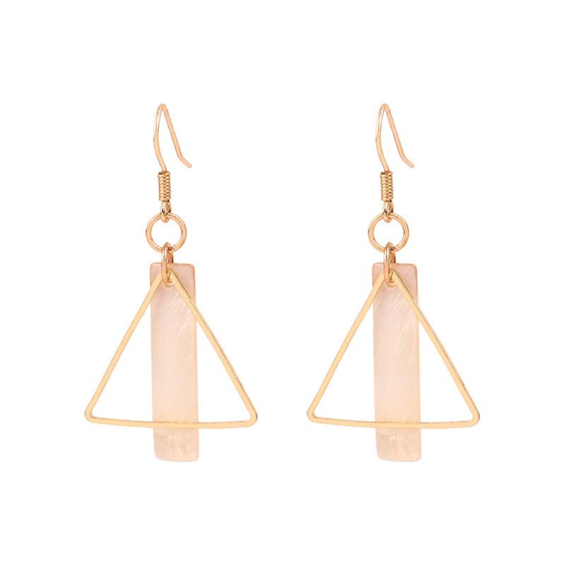 White Shell Triangle Stud Earrings - Korean & Japanese Style B532.