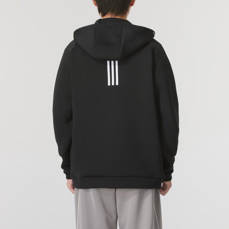 Adidas Solid Color Letter Logo Printed Hooded Long Sleeve Jacket Men Jacket Black IX5706