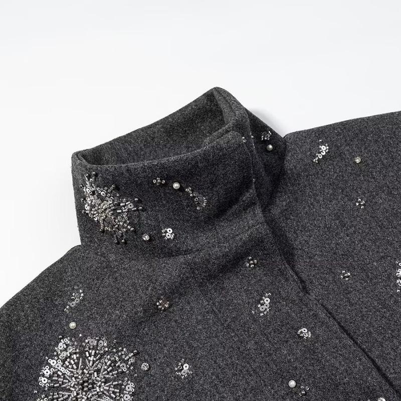 2025 Winter European & American Style Sequin Woolen Jacket