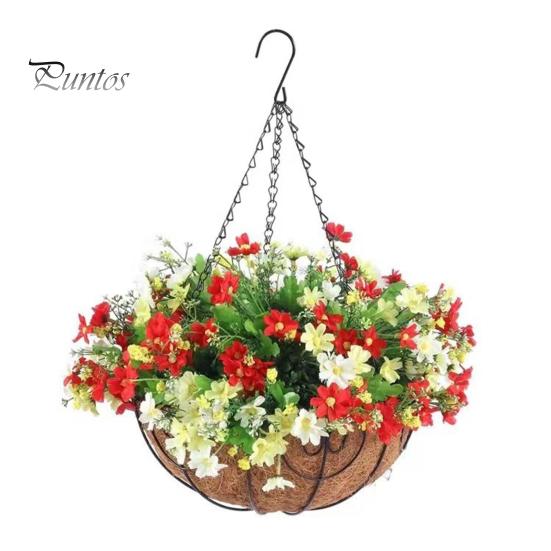 

Искусственные подвесные цветы в корзине, устойчивые к ультрафиолетовому излучению, искусственные цветы в корзине, искусственные цветы в корзине с цепями для украшения дома, балкона, террасы, крыльца Flower