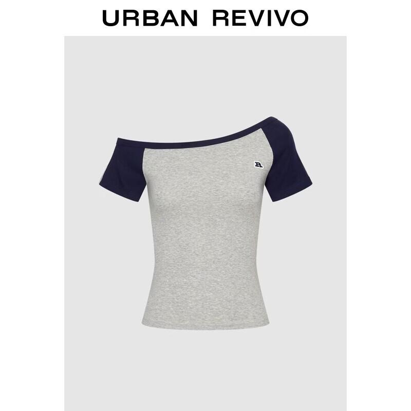 UR Women s Off-Shoulder Contrast Embroidered T-Shirt M