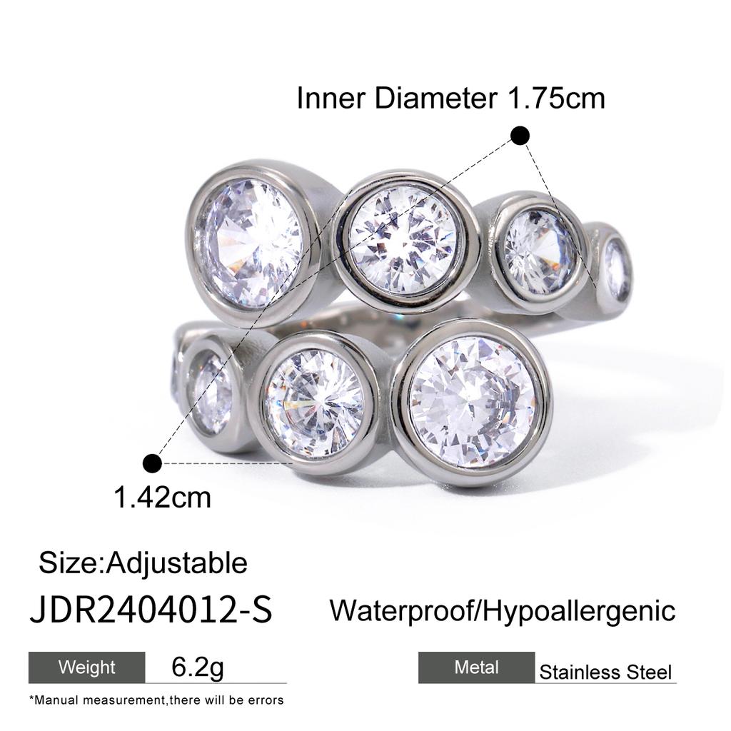 Youthway Cubic Zirconia Diamonds Metal Metal Stainless Steel Waterproof Gold Color Ring for Women Charm Stylish Jewelry Gift