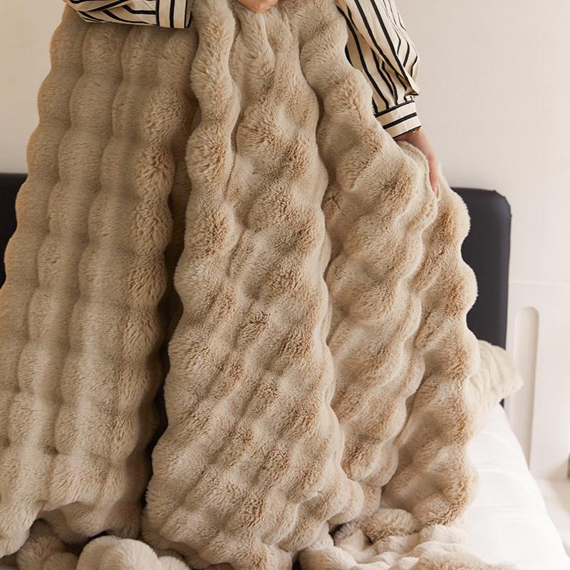 Winter Tuscany Rabbit Hair Plush Throw Blanket - Korean Gentle Style, Light Luxury for Sofa or Office.