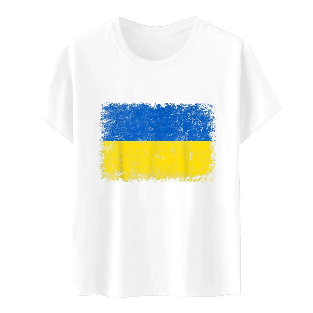 Ukraine Flag Printed Fashion Womens Tshirts Short Sleeve Funny Tops Tees Graphic Unisex T Shirts Women Men Clothing
