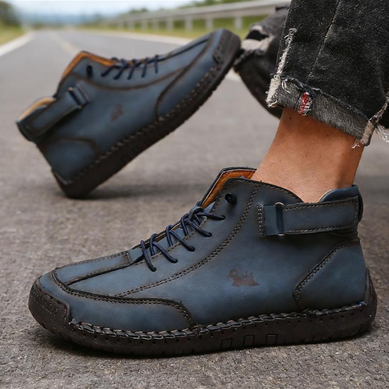 Men's Ankle Boots Casual Retro Leather Shoes Comfort Lace-up N-slip 2026 New Arrival Lightweight Soft Sole Breath Work Shoes