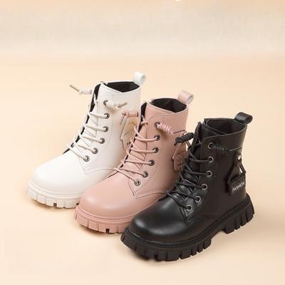 Mädchen Leder Kurzstiefel Herbst und Winter Koreanische Version Modische Prinzessinnenstiefel, Einzelstiefel für Mädchen mittleren Alters, Kinder Martin Stiefel