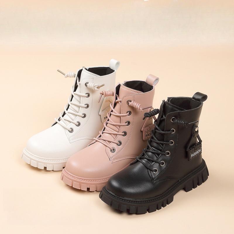 Girls' leather short boots autumn and winter Korean version fashionable princess boots, middle-aged girls' single boots, children's Martin boots