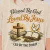 Blessed By God Loved By Jesus Led By The Spirit Shirt, Christian Comfort Colors Tee, Minimalist Faith Based T-Shirt, Religious Quote Shirt