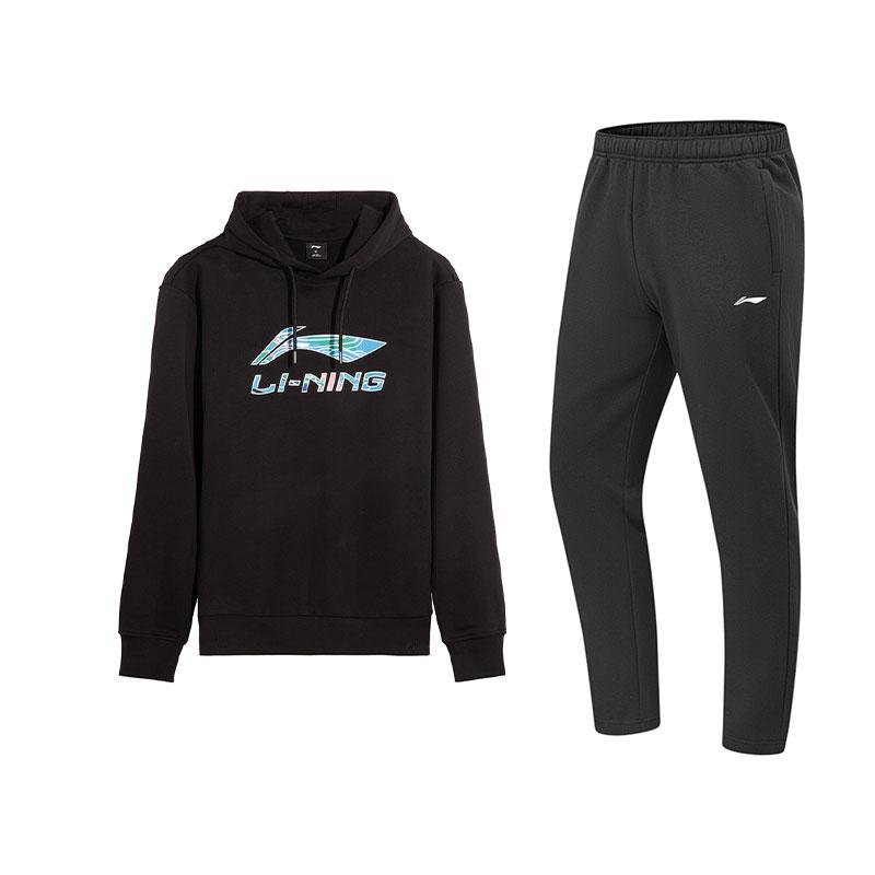 

Li Ning Versatile Logo Print Round Neck Long Sleeve Comfortable Sweatpants Hoodie Set Men Sets AWDVJ01-3+AKLUA75-5 3XL