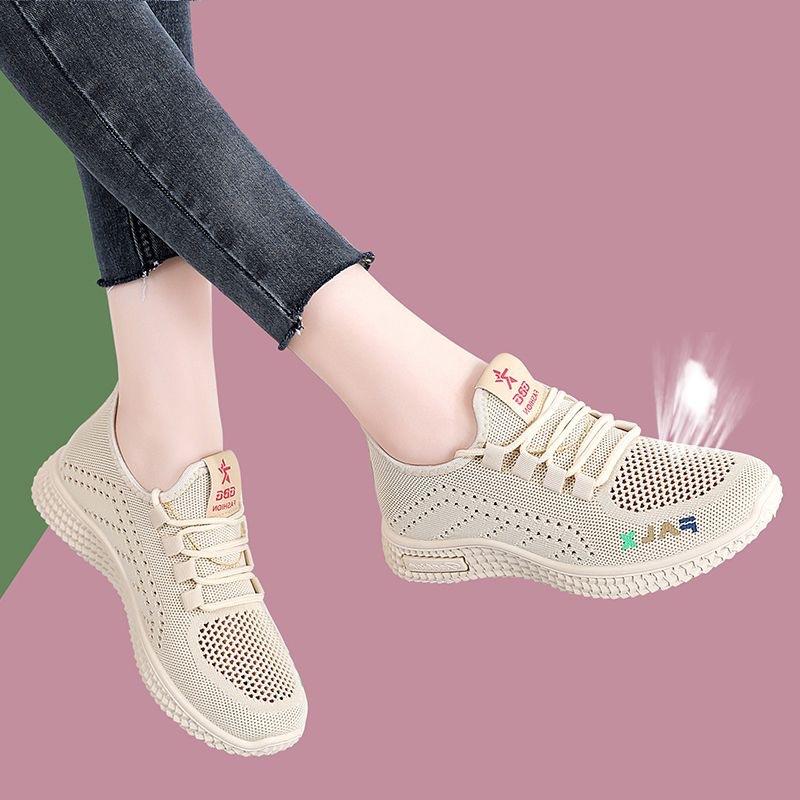 Women's Shoes Summer Hollow Mesh Sports Shoes Breathable Fashion Versatile Casual Soft Sole Non-slip Women's Single Shoes