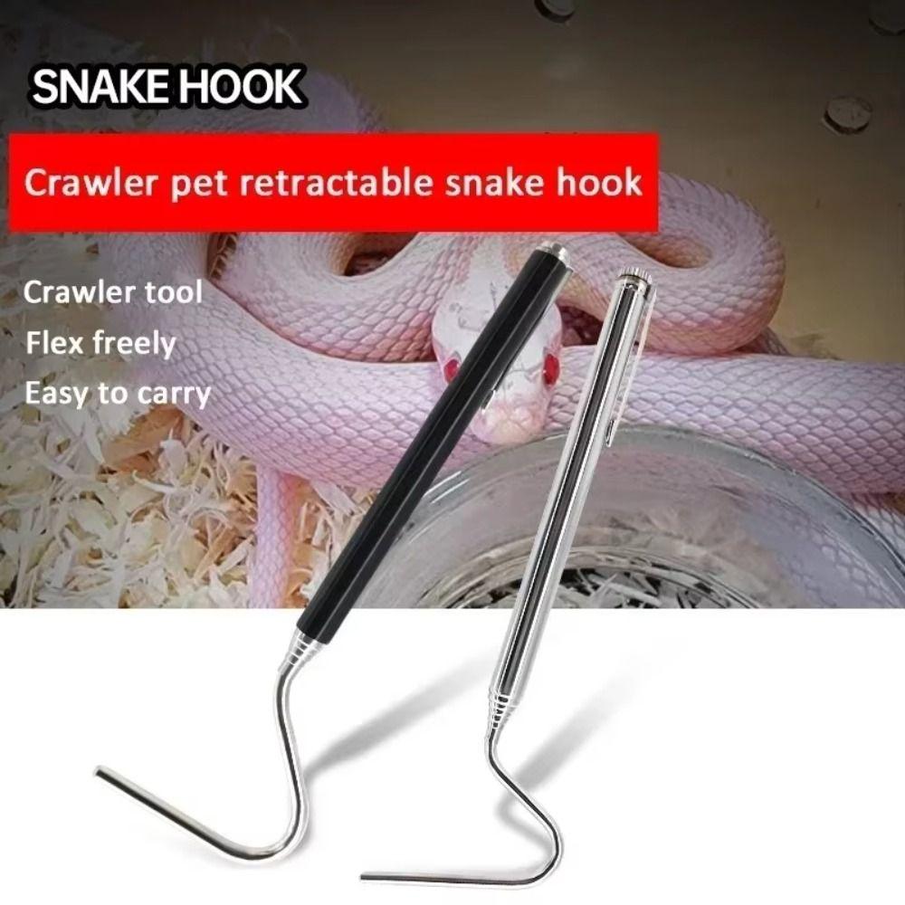 Adjustable Snake Hook Retractable Long Handle Reptile Catcher Stainless Steel Rounded Head Snake Catching Tool Professional Use