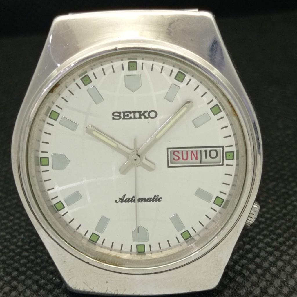 GEBRAUCHTE VINTAGE SEIKO 5 AUTO 6309A JAPAN HERREN TAG/DATUM SILBERUHR 588c-a313918-9