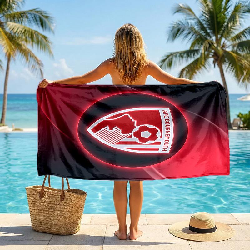Bournemouth Football Beach Towel Soft Microfiber Summer Towel Quick Dry Absorbent Towel for Beach Swimming Pool Travel