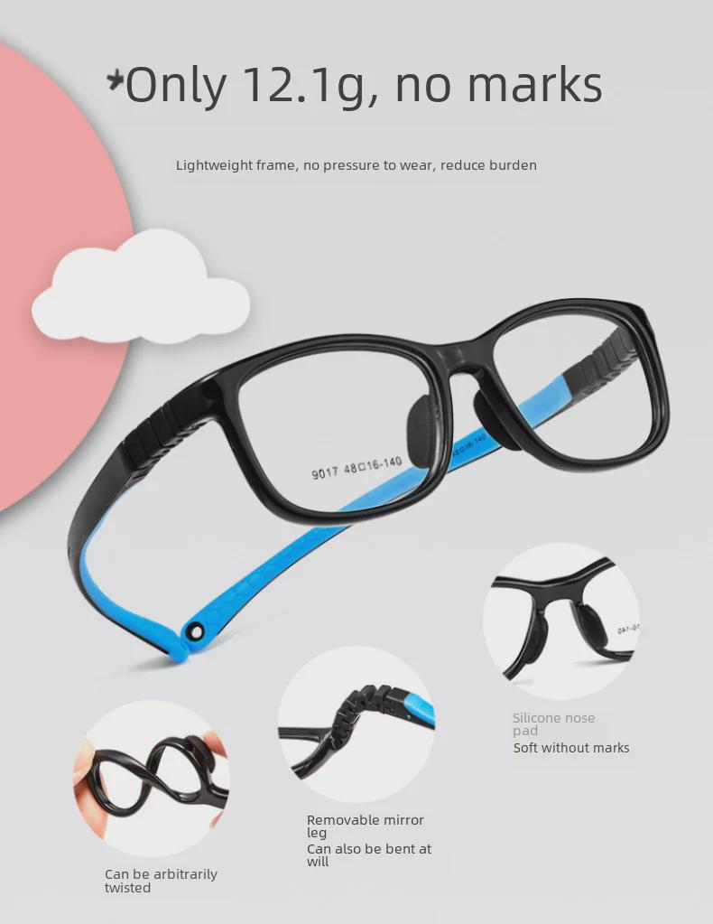 Children's Ultra-Light Silicone Myopia Glasses Frame 9017ET - TR Material, Small Frame for Boys and Girls
