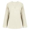 Women's Fashion Casual Cotton Linen V-Neck Long Sleeve Pullover Top