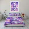 Dreamy Colorful Cat With Magic Gems Printed Duvet Cover Set1 Duvet Cover+2 Pillowcasemulti Size Bedroom Bedding Decor