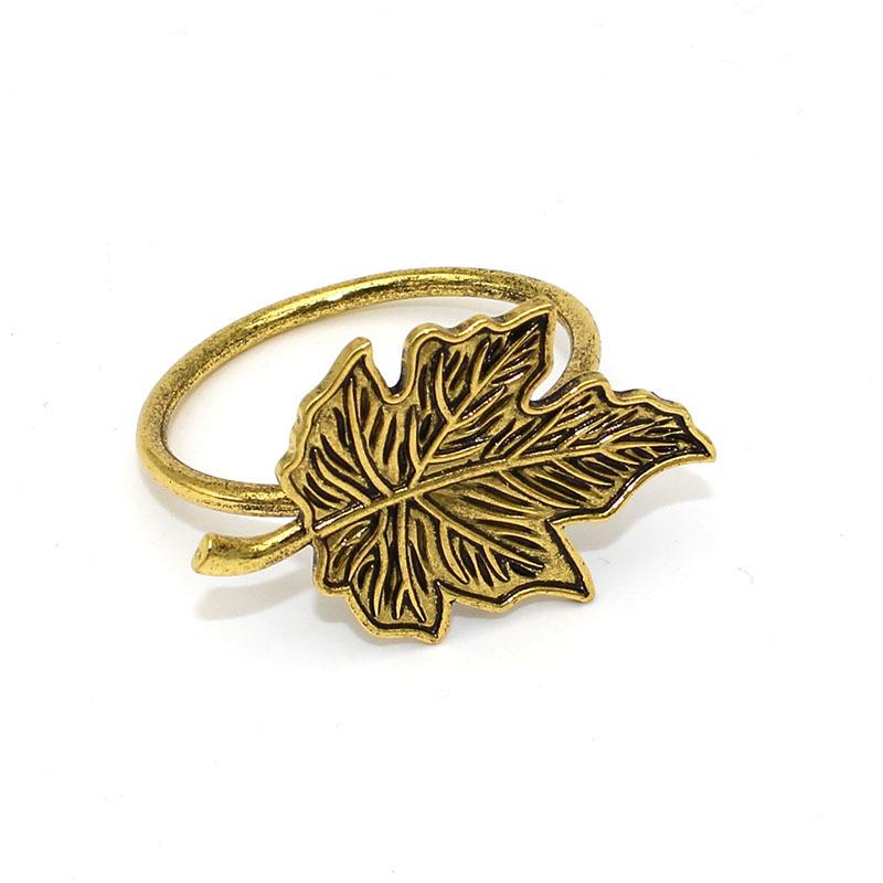 10pcs/ot Classic Vintage Leaf Napkin Ring Leaf Napkin Buckle Maple Leaf Alloy Napkin Ring Wedding Table Decoration
