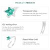 Bamoer 925 Sterling Silver Meteor Opening Ring Green Star Adjustable Ring for Women Birthday Gift Fine Jewelry