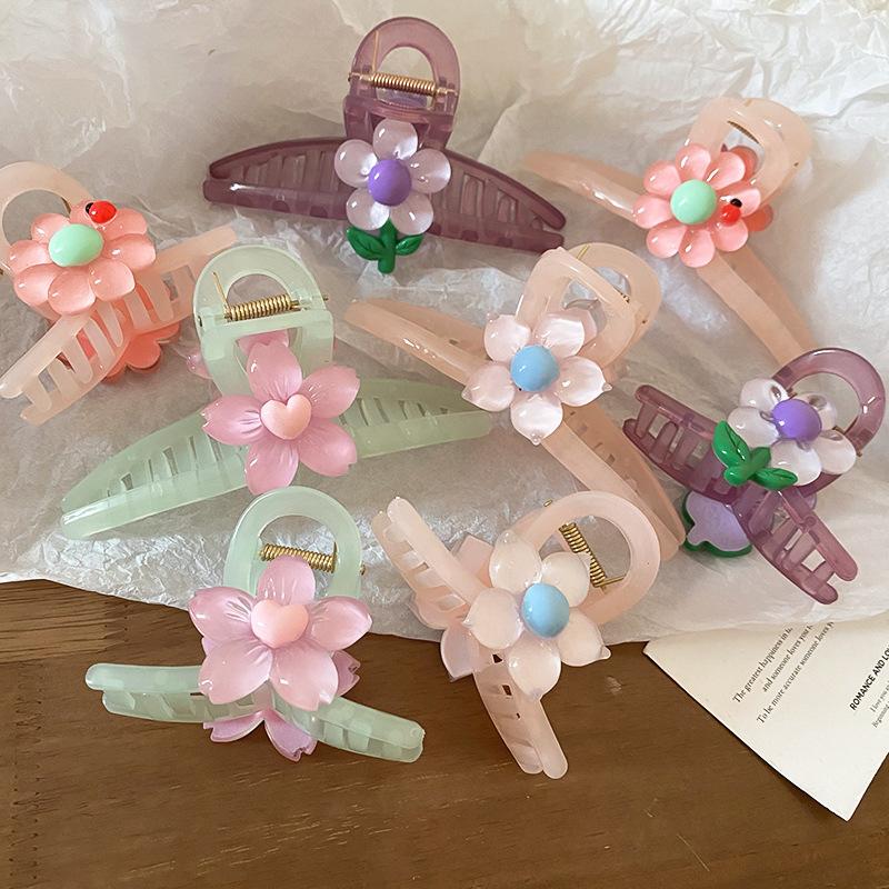Acrylic Flower Simple Hairpin College Simple Ins Wind Hair Grab Fashion Versatile and Elegant Niche Hair Accessories