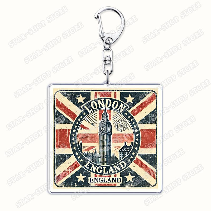 Ik Hou Van Londen Verenigd Koninkrijk Sleutelhanger Accessoires Tas VK Engeland Brits Big Ben Sleutelhangers Sieraden Fans Vrienden Cadeaus beige