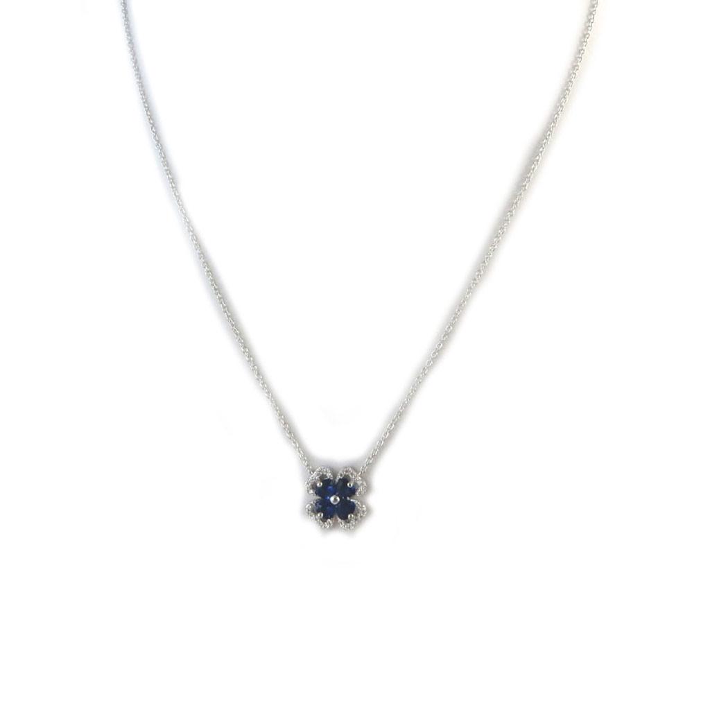 Les Trésors De Lily [N6822] - Silver Necklace 'Clover' Silver-white Sapphire (rhodium-plated) - 15x15 Mm