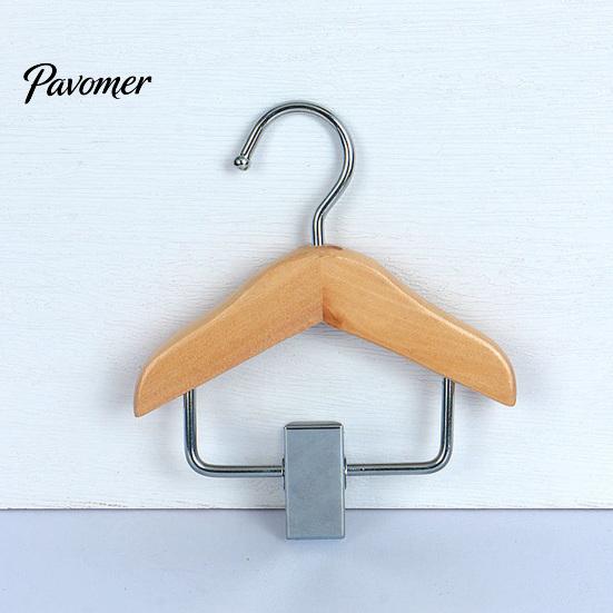 Decorative Pet Clothing Hanger Wood Clothes with Metal Clip, Non-Slip Mini Hanger, Small Garment Rack Accessories Simple Style Stand for Apparel