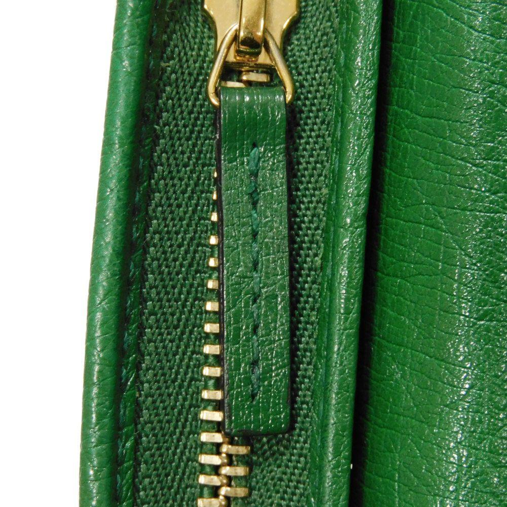 Used Double G Exotic Compact Wallet 9539 456126 7941 Petit Marmont GG Marmont Ostrich Green Unisex from Japan AUTHENTIC