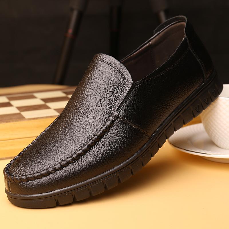 Spring and Autumn Men's Shoes One Pedal Business First Layer Cowhide Men's Versatile Breathable Casual Leather Shoes Driving Shoes