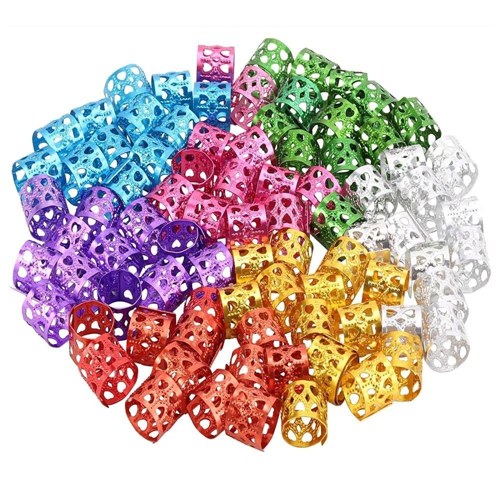 100pcs Silver Cuff Clip Hair Braids Gold Dreadlock Hair Rings Dirty Braids Beads DIY
