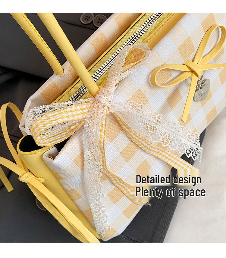 Frische karierte Crossbody-Umhängetasche mit Schleife 2026 - Vielseitig, Modisch, Beliebte kleine Tasche