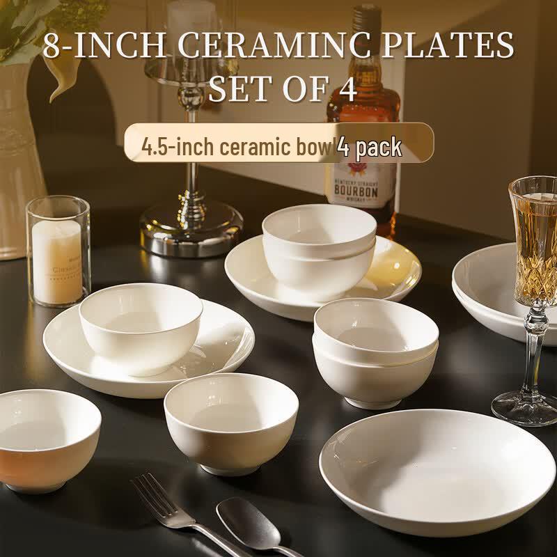 Siyue Pure White 4.5-inch Ceramic Rice Bowl Set