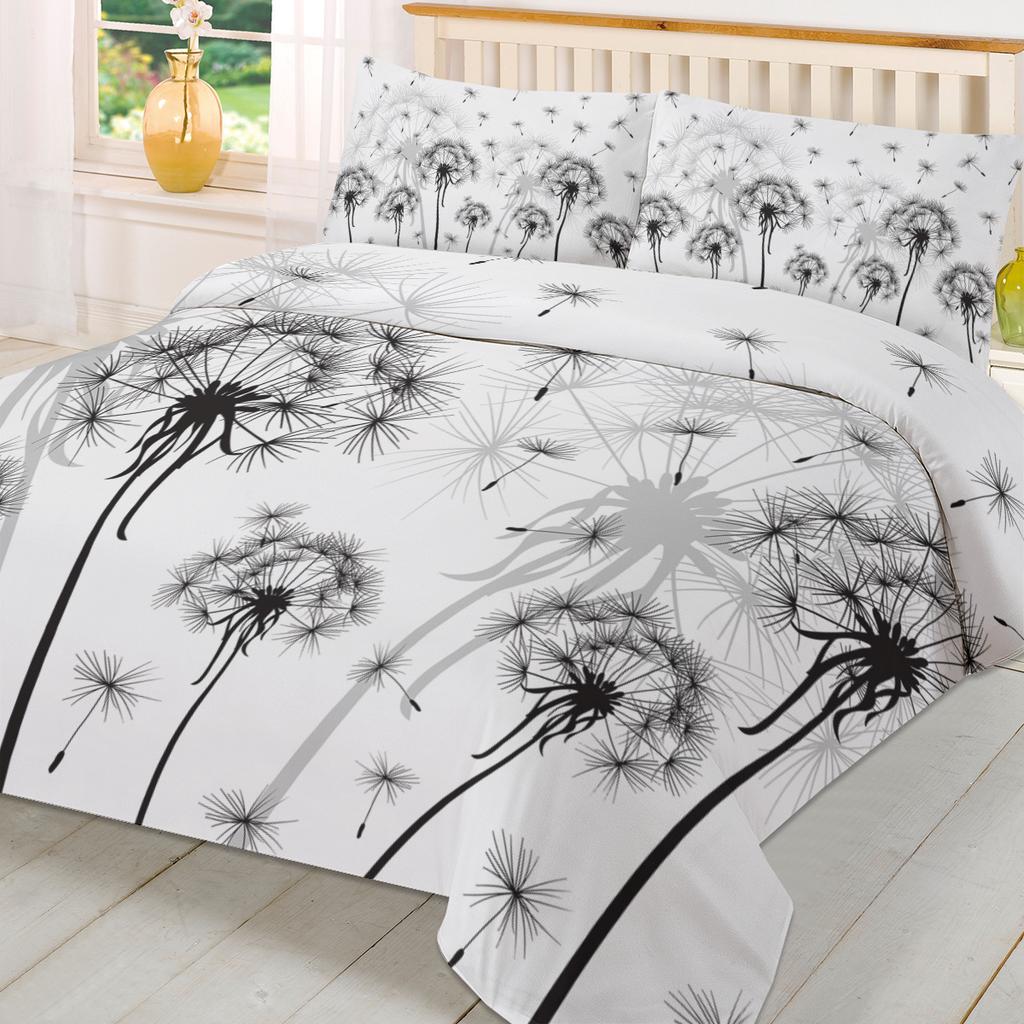 Black And White Dandelion Plant Duvet Cover With Pillow Case Custom 3pcs Bedding Set Quilt Cover Double Bed Home Textile