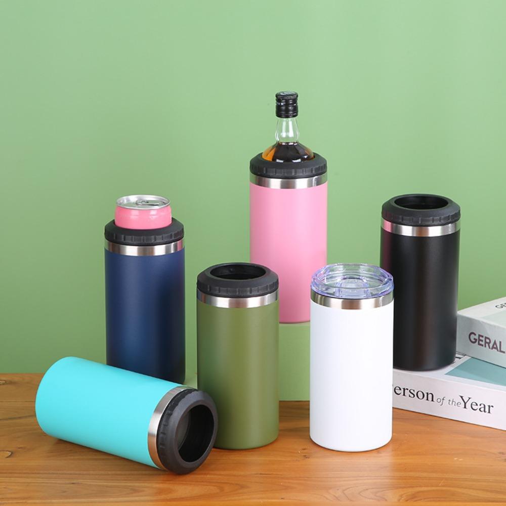 

Stainless Steel Beer Cooler Mug Double-layer Cola Can Cooler Car Mounted серебряный