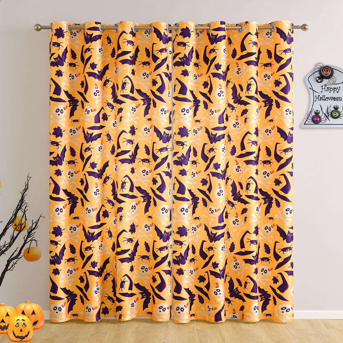 

Шторы с люверсами на Хэллоуин, летучая мышь, паук, термокольцо, топ, готовые пары штор