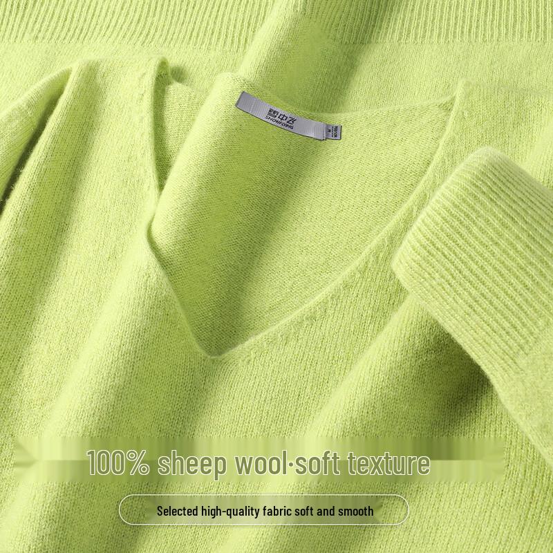 SNOWFLYING Women's 100% Merino Wool V-Neck Basic Knit Sweater