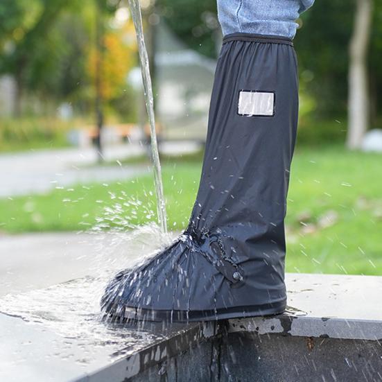 1 Pair Waterproof Shoe Covers, Reusable Rain Boot Shoe Cover with Side Zipper, Reflector, Anti-Slip Shoe Protectors for Men Women