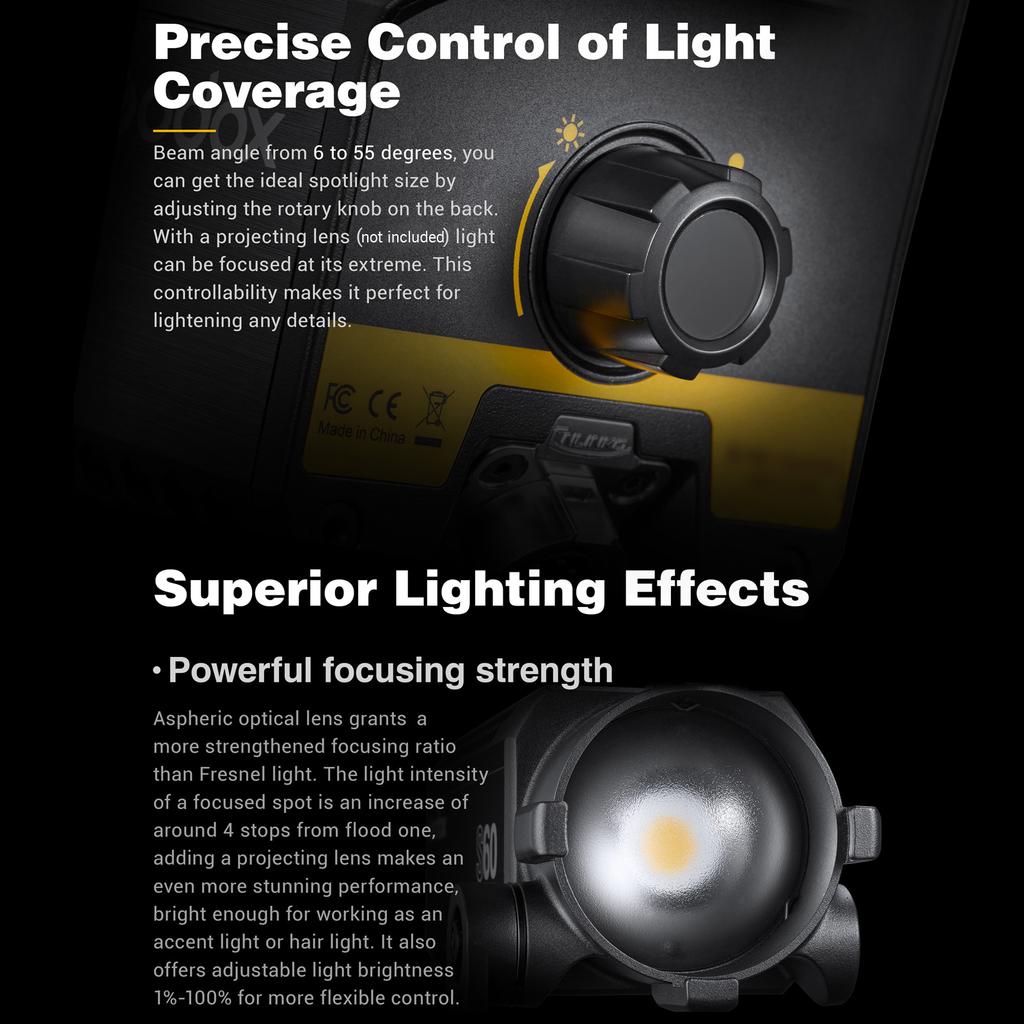 Godox S60Bi Focusing LED Video Light Studio Photography Light 77W 2800K6500K Dimmable CRI96