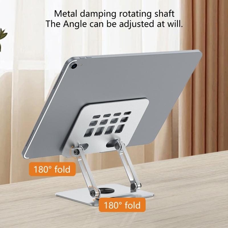 Tablets Desk Mount Stand, Aluminum 360 Degree Swivels, Heights Adjustable with Enhances Weight Support Bracket